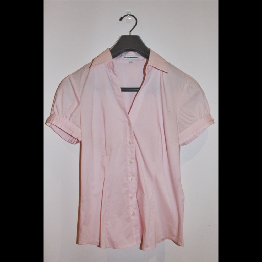 Express Short Sleeve Button Down (v-neck)